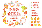 Kids Menu BIG vector elements set, a Food Illustration by Olyzel (Thumbnail 1 of 4)
