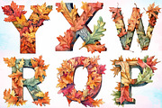 Watercolor Autumn Alphabet Clipart, a Seasonal Illustration by Canvas Craft (Thumbnail 4 of 7)