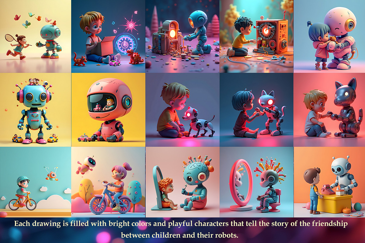 Robots and children illustrations, a Person Illustration by AG Mockups (Photo 3 of 6)