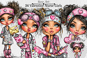 Whimsical Valentine Nurse Girls Clip, a Seasonal Illustration by Rose Art (Thumbnail 1 of 7)