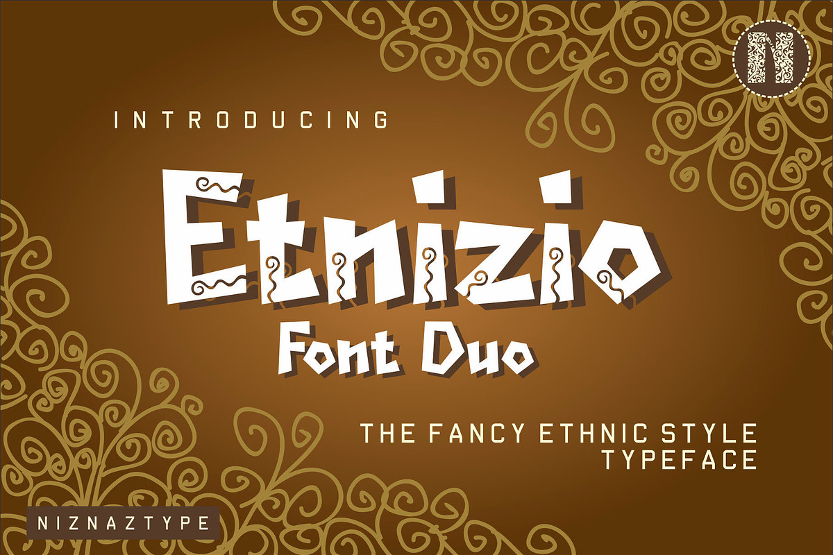 Etnizio - A Fancy Ethnic Font Duo, a Font by nIznaztype (Photo 1 of 8)