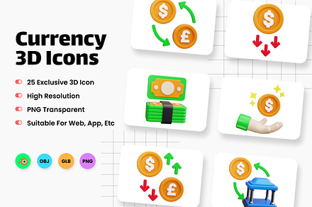 Currency 3D Icons, an Object 3D Model by HacaStudio