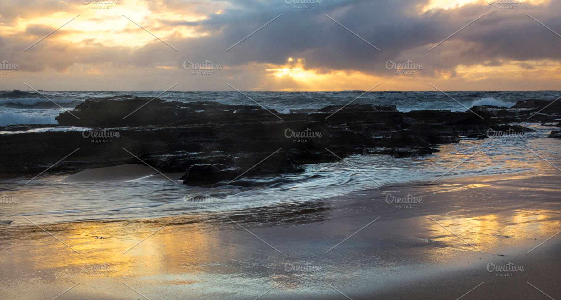 Avalon Beach Sunrise Rocks, a Nature Photo by Dylan Martin Studios
