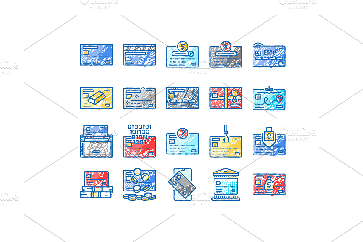 credit card bank payment money icons, an Object Illustration by pikepicture