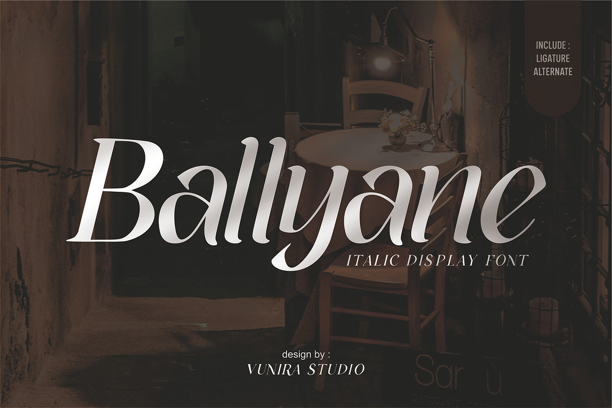 Ballyane - Italic Display Font, a Serif Font by VUNIRA (Photo 1 of 6)