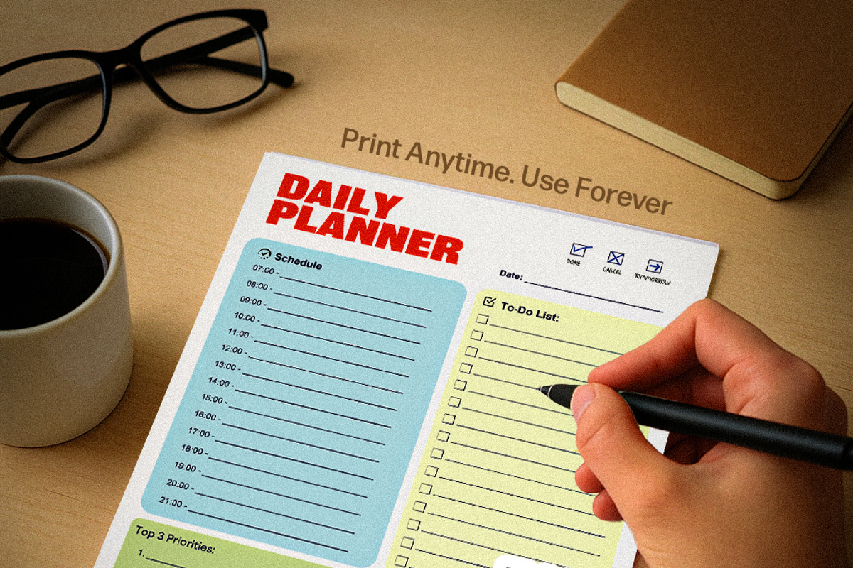 Digital & Printable Daily Planner, a Templates & Theme by Crop Marks Mockups Design (Photo 1 of 4)