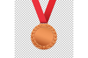 Bronze Medal Isolated On Transparent Background.