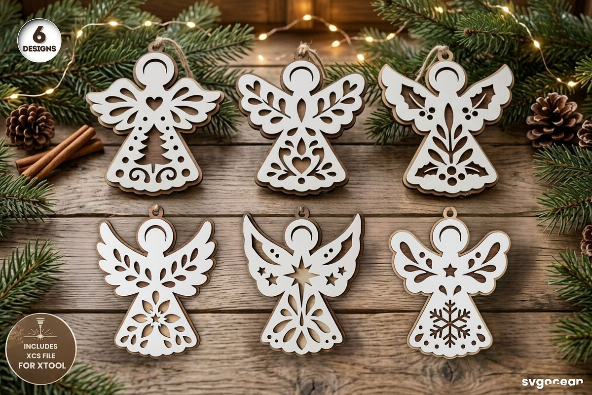 Nativity Angel Ornament SVG Bundle, a Decorative Illustration by svgocean (Photo 1 of 7)