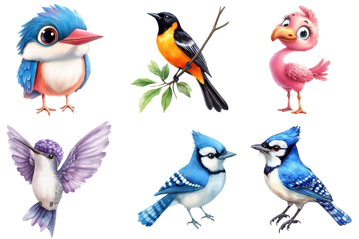 Watercolor Tropical Birds Clipart, an Illustration by Watercolor design (Photo 3 of 4)