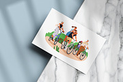 Happy people cycling on bicycles set, a Transportation Illustration by Good Studio (Thumbnail 10 of 11)