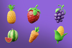 3D Fruits And Vegetables