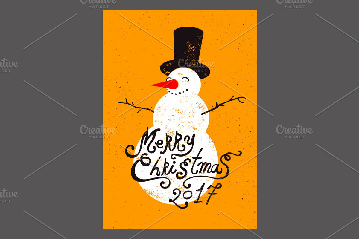 Christmas card. Vector snowman., a Seasonal Illustration by PoPaShop (Photo 3 of 4)