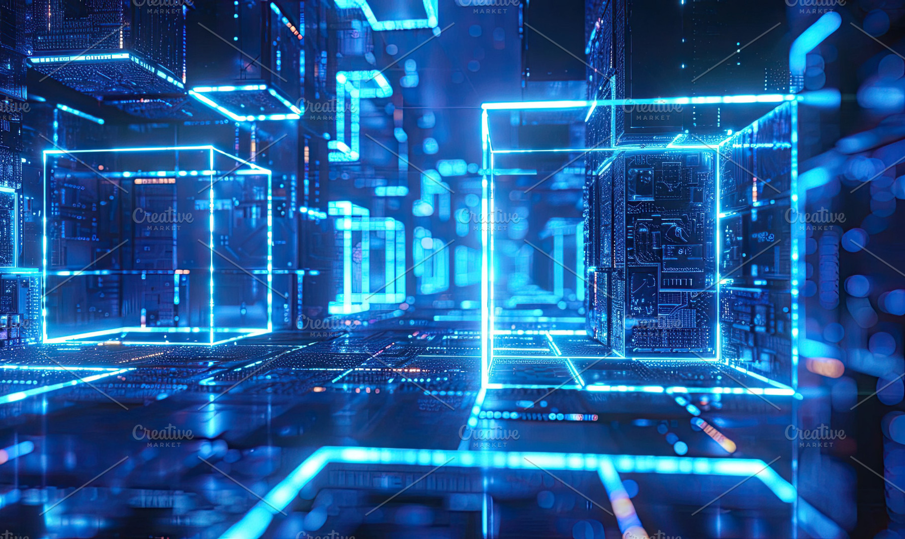 Energy background with glowing blue, a Photo by LOGOCREATIVE