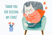 Cozy Sleeping Cats Clipart Bundle, an Animal Illustration by Whimsy Brush Studio (Thumbnail 9 of 10)