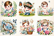 Cute Spring Baby Boy Clipart Flowers, an Illustration by DreamArtGraphic (Thumbnail 5 of 5)