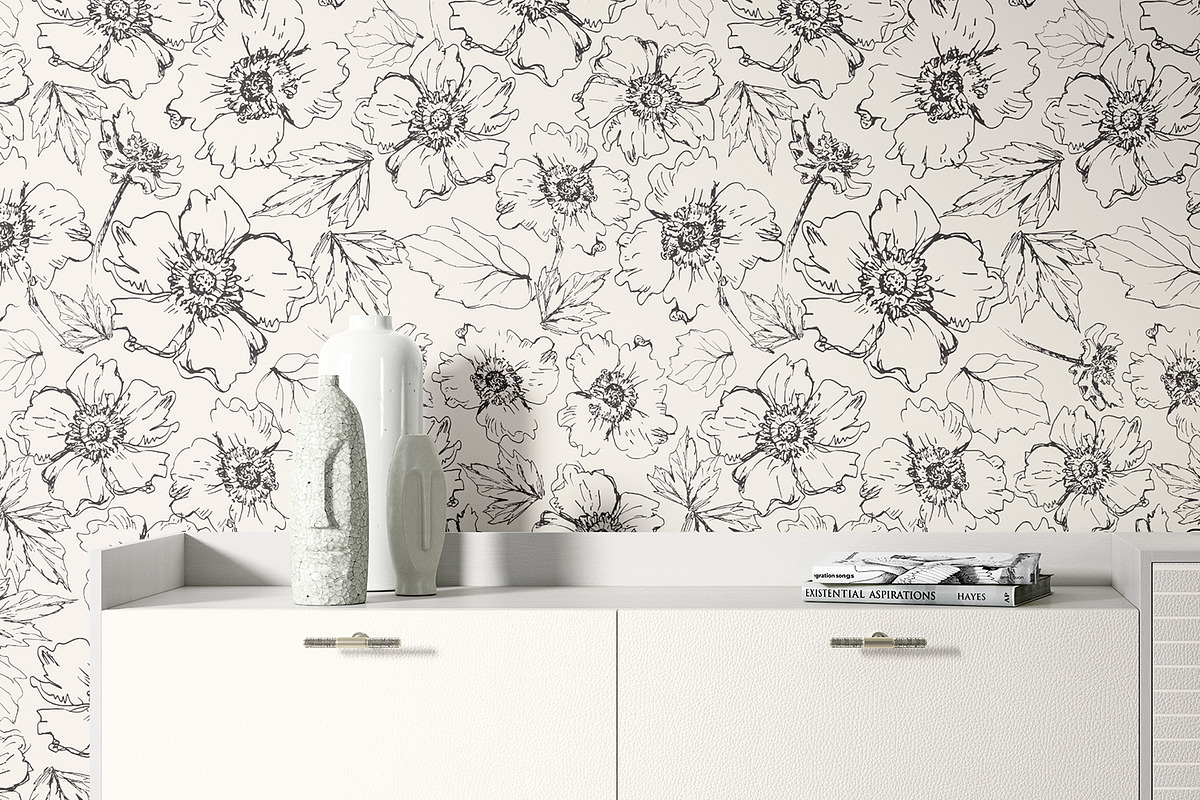 Sketched Japanese Anemones, a Pattern Graphic by MalyskaStudio (Photo 5 of 11)