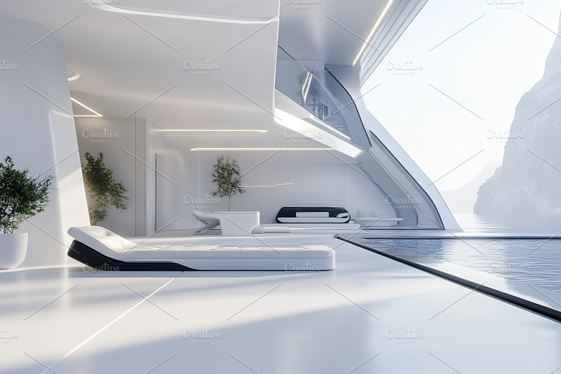 Beautiful futuristic interior of house, a Beauty & Fashion Photo by AlyaAnd