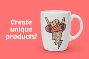 skateboarding shaka hand, an Illustration by gunaonedesign (Thumbnail 2 of 4)