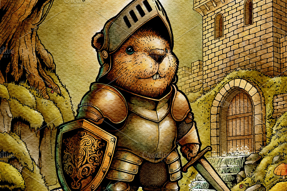 Watercolor Fantasy Creature, Beaver, an Animal Illustration by NStudio (Photo 1 of 8)