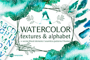 Watercolor Textures and Alphabet