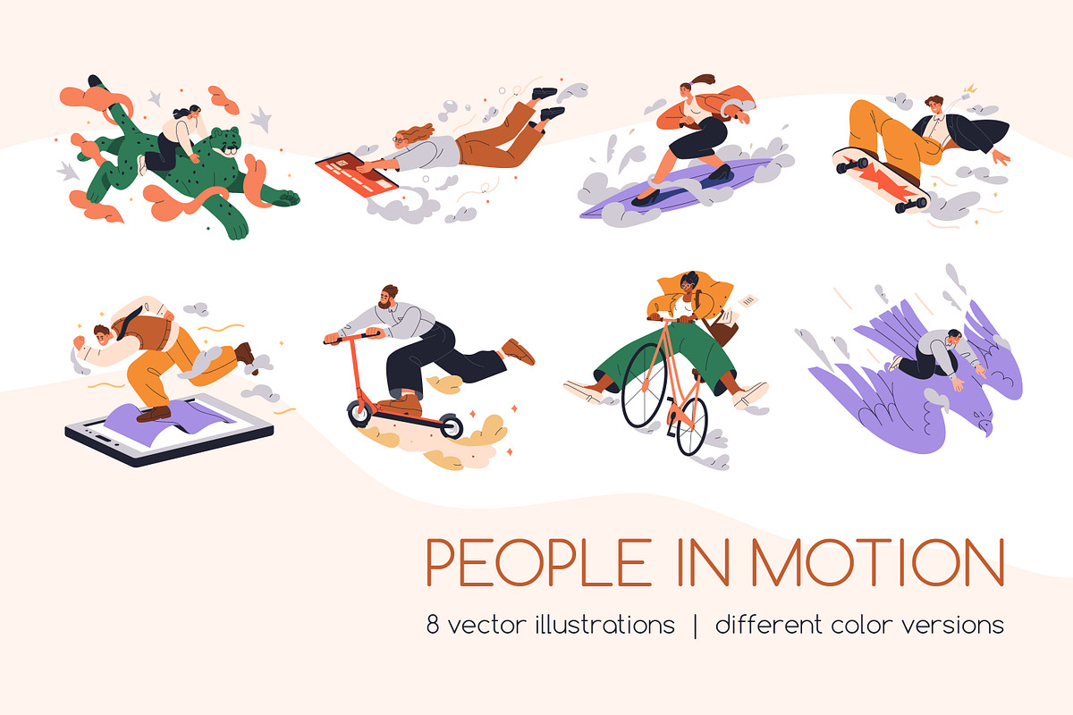 Active people in motion concept set, a Person Illustration by Good Studio (Photo 1 of 17)