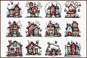 Whimsical Christmas House Clipart, an Illustration by Sublimation Artist (Thumbnail 3 of 6)
