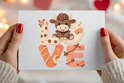 Highland Cow Valentines Day PNG, an Illustration by Canvas Craft (Thumbnail 4 of 7)