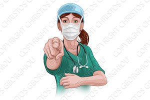 Doctor or Nurse Woman in Scrubs, a Healthcare Illustration by Christos Georghiou