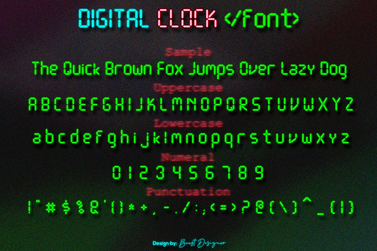 Digital Clock, a Font by Beast Designer (Photo 3 of 3)