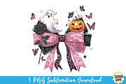 Coquette Halloween Bow Png, an Illustration by Watercolor design (Thumbnail 1 of 3)