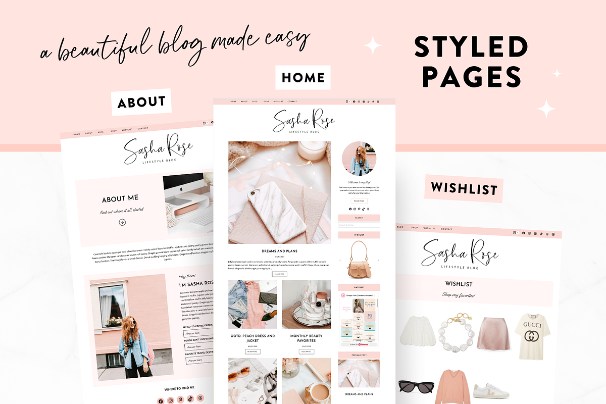 Wordpress Blog Theme - Sasha Rose, a WordPress Template by Design Pixie (Photo 4 of 9)