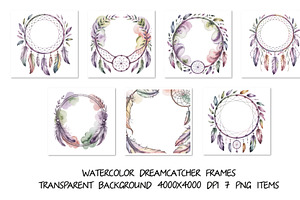Watercolor Dreamcatchers Frames, a Background Graphic by SketchArtStudio