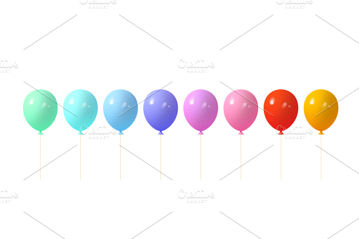 Vector 3d glossy colorful balloons., an Object Illustration by Liudmyla Matviiets