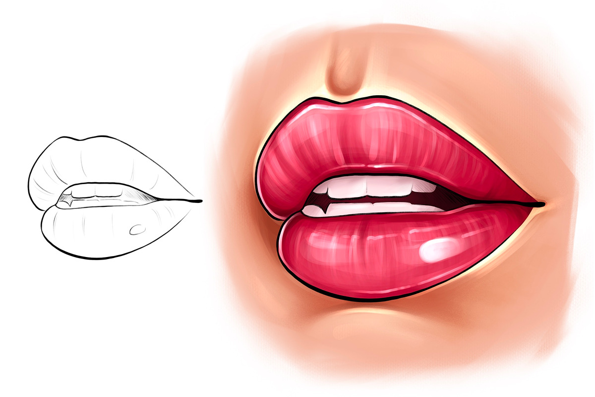 Procreate Nose lips eyes brushes, a Brush Add-On by Elenbushe (Photo 3 of 5)