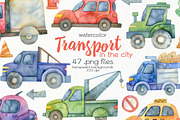 Watercolor Transport. City Streets., an Education Illustration by OllyKo Art (Thumbnail 1 of 10)