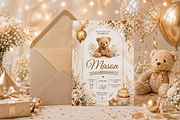 Teddy Bear First Birthday Invitation, an Invitation Template by S Graphic Studio (Thumbnail 8 of 10)