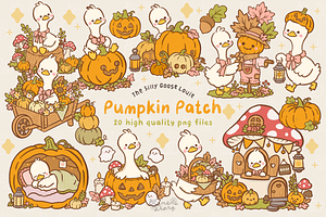 Pumpkin Patch Goose Clipart, a Seasonal Illustration by Blumensdiary