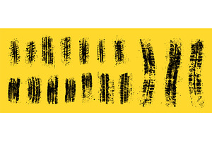 Black tire tracks on yellow, an Object Illustration by Valerie Bodnar
