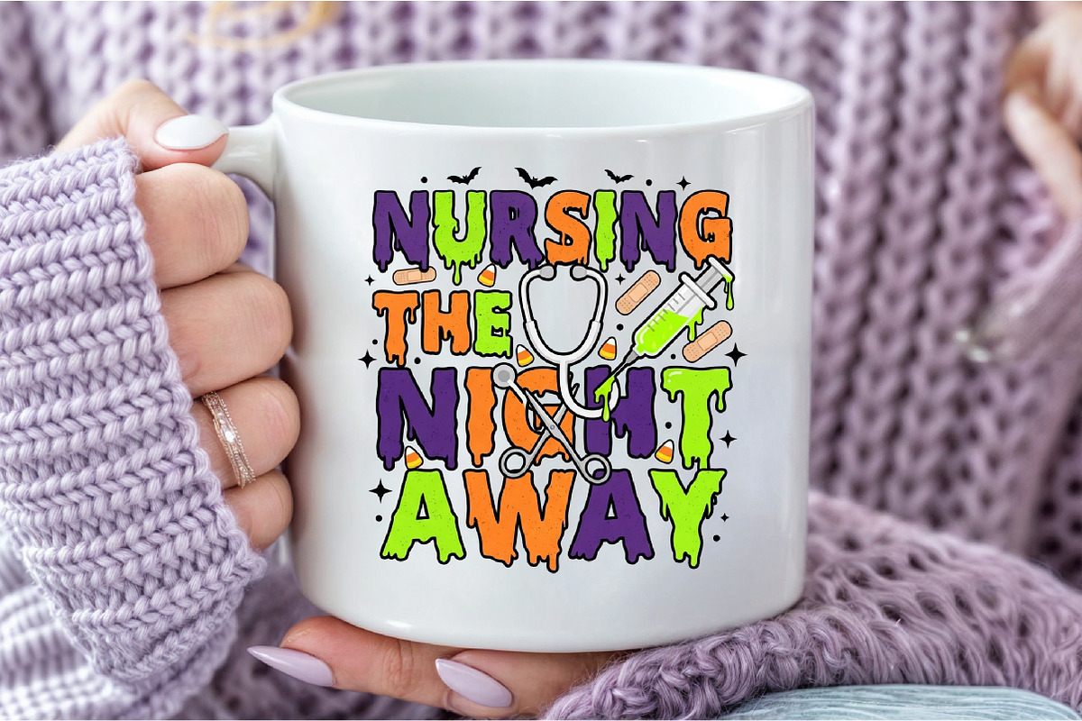 Nursing the Night Away Halloween PNG, a Seasonal Illustration by DreamCafeArt (Photo 7 of 7)