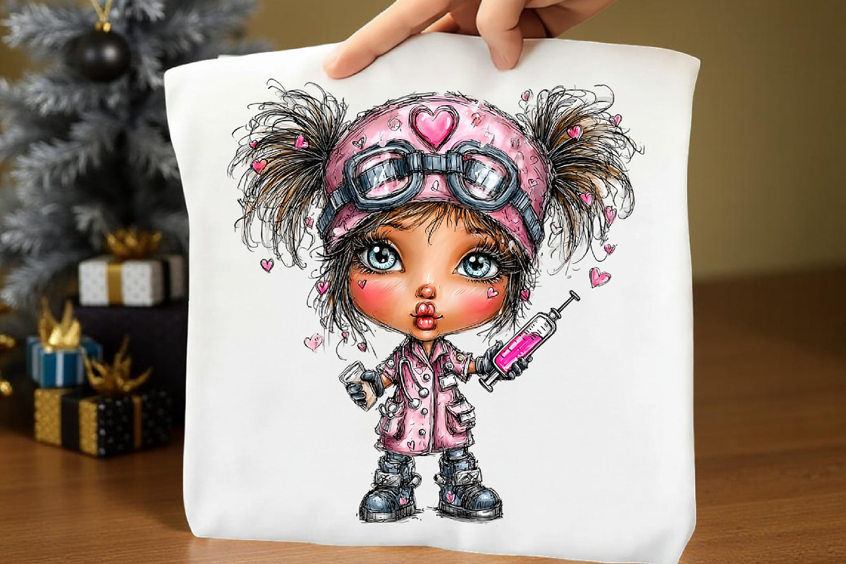 Whimsical Valentine Nurse Girls Clip, a Seasonal Illustration by Rose Art (Photo 5 of 7)