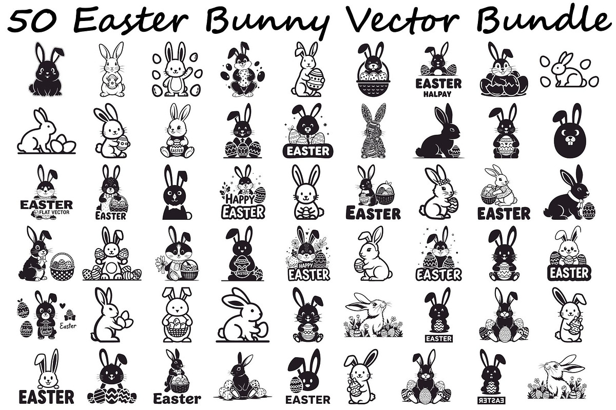 Easter Bunny Vector Bundle, an Illustration by Designs_River (Photo 1 of 51)