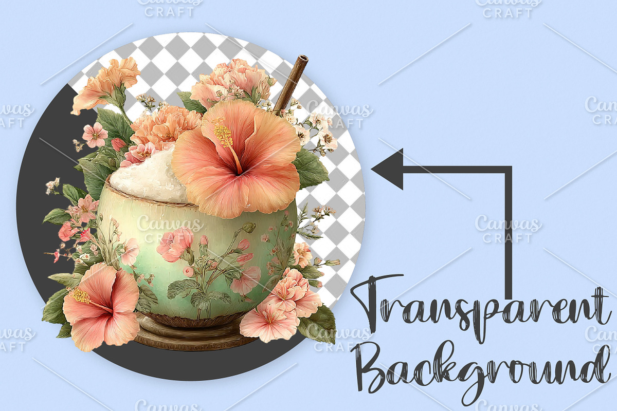 Whimsical Summer Tropical Drink PNG, an Illustration by Canvas Craft (Photo 2 of 7)