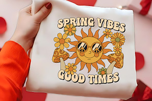 Spring Vibes Good Times Retro Sun PN, an Illustration by CrexoraLab