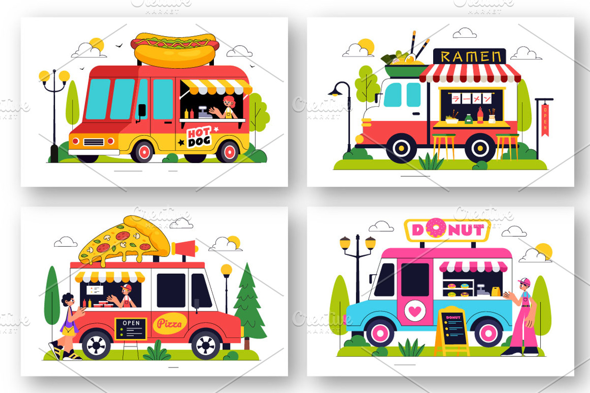 10 Food Truck Illustration, a Food Illustration by denayunebgt (Photo 3 of 4)