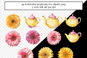 Watercolor Raspberry Tea Clipart