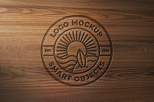 Debossed Wood Logo Mockup, a Mockup by Design Squad