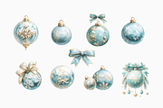 Blue Christmas Ornaments Watercolor, a Seasonal Illustration by Kaleidokika (Thumbnail 3 of 4)