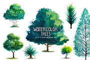 Watercolor Trees, an Illustration by AlexGreenArt (Thumbnail 1 of 6)