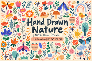 Hand Drawn Nature – 125 Elements