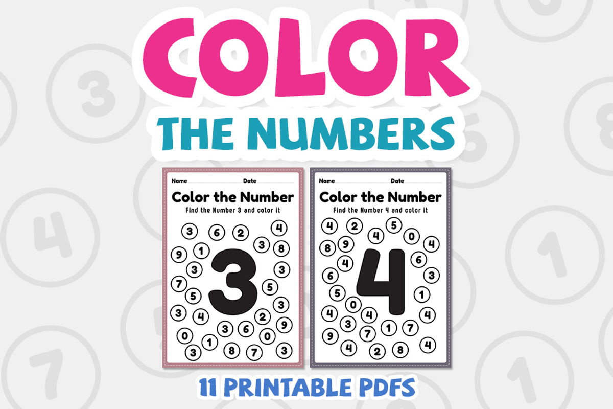 Coloring numbers, 1 to 10 math, an Education Illustration by TukTuk Design (Photo 2 of 7)